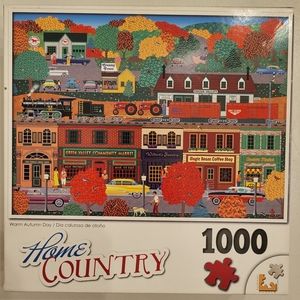 LPF Home Country 'Warm Autumn Day' Jigsaw PUZZLE 1000 Piece 20"x27" Shops Train